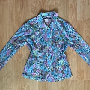 Y2K 90s Rare Violation Button Up Top – 90s Funky Print